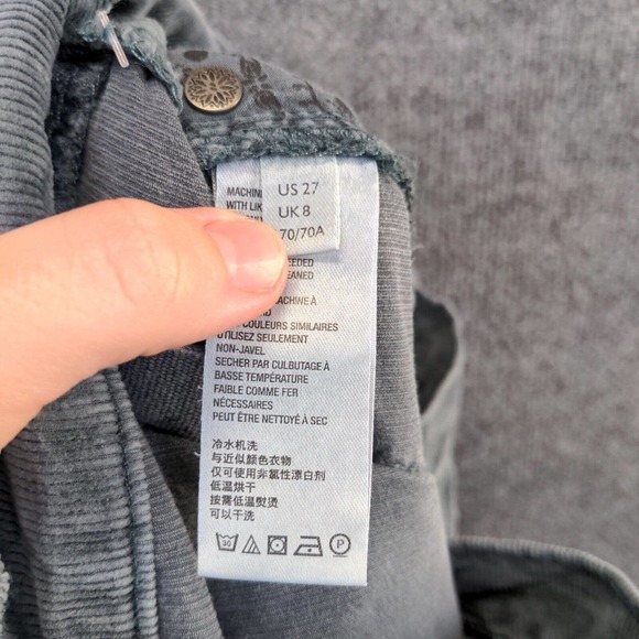 We The Free Women's Skinny Leg Corduroy Jeans Blue 27 Button Fly 5-Pocket - Picture 9 of 12